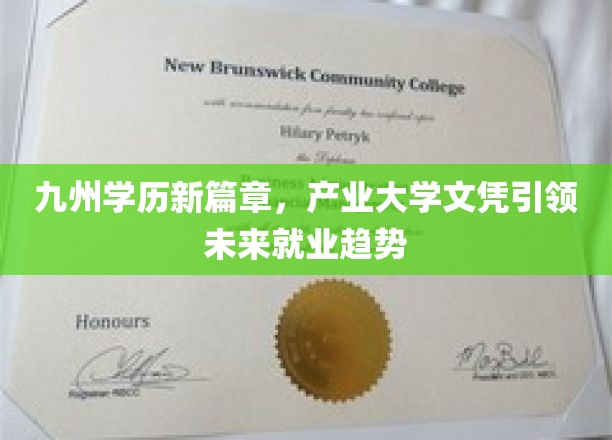 产业赋能，学历升级，九州新式大学文凭塑造未来职场新贵