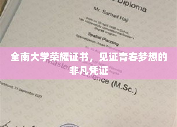 全南大学荣耀证书，见证青春梦想的非凡历程