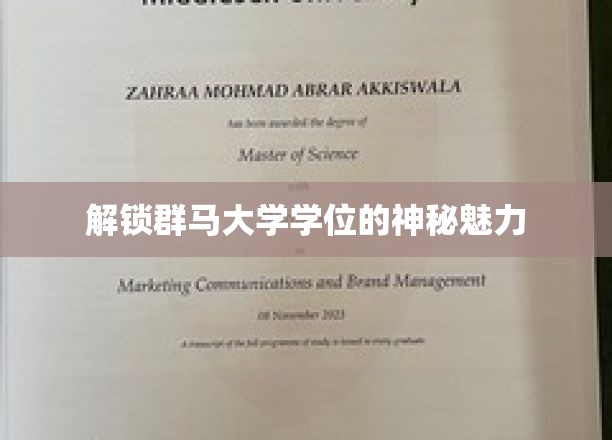 探寻群马大学学位的独到魅力