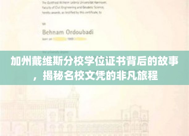 名校文凭背后的传奇，加州戴维斯分校学位证书的非凡探寻之旅