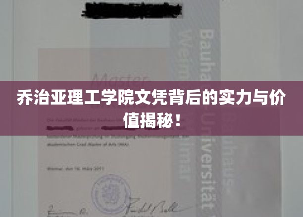 乔治亚理工学院文凭背后的实力与价值一瞥！