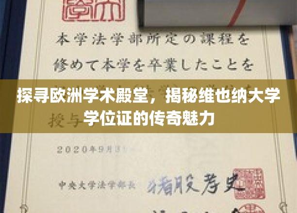 探索欧洲学术圣地，领略维也纳大学学位证的传奇风采