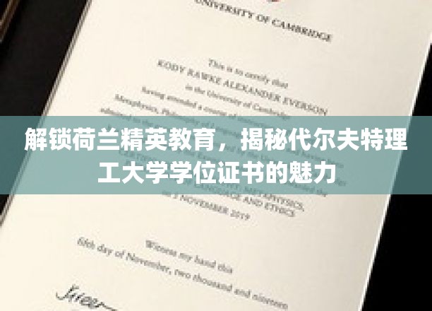 荷兰精英教育新篇章，代尔夫特理工大学学位证书的非凡价值