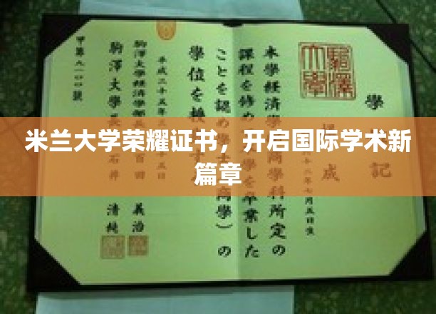 米兰大学荣耀证书，开启国际学术新篇章