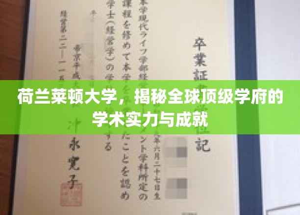 探寻荷兰莱顿大学的学术辉煌，揭秘欧洲名校的卓越成就与实力
