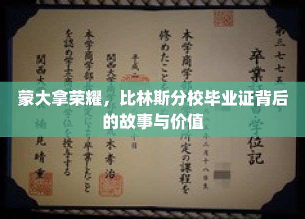 蒙大拿荣耀，比林斯分校毕业证背后的故事与价值