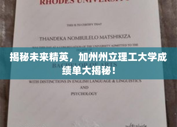 解码未来精英之路，加州州立理工骄人成绩单全曝光！