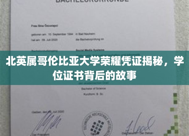 解码北英属哥伦比亚大学荣耀凭证，探寻学位证书背后的传奇故事