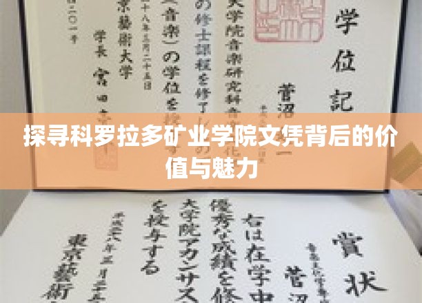 解码科罗拉多矿业学院文凭，非凡价值与独特风采揭晓