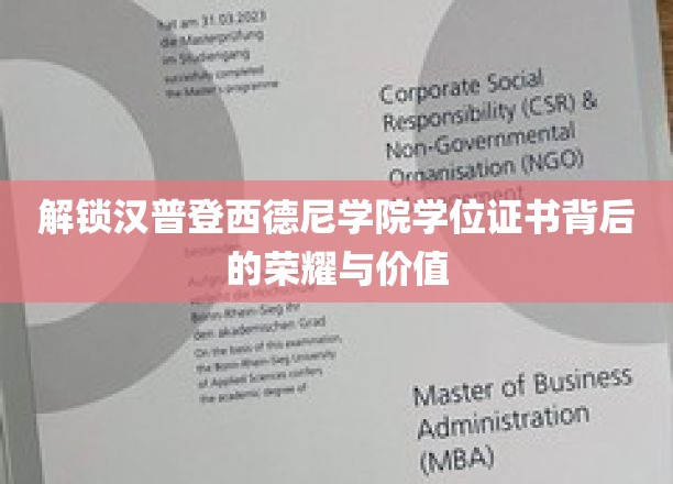 探寻汉普登西德尼学院学位证书的璀璨光芒与非凡意义