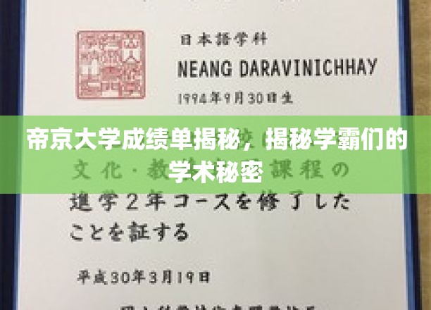 帝京学霸档案，揭秘高分背后的学术奥秘