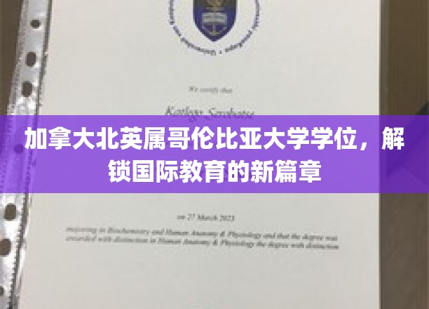 加拿大北英属哥伦比亚大学学位，解锁国际教育的新篇章