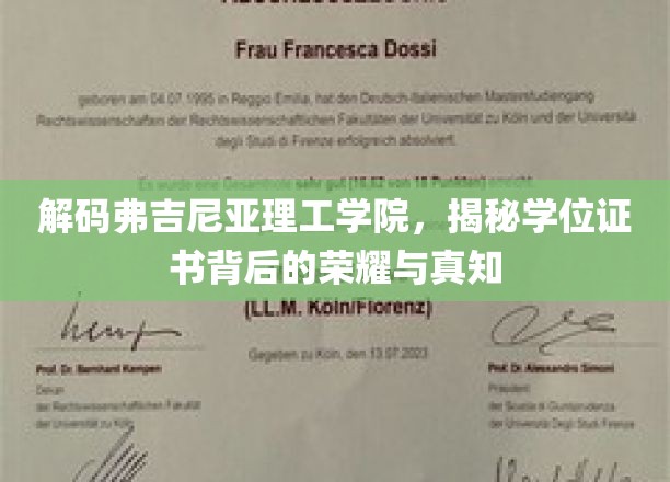 解码弗吉尼亚理工学院，揭秘学位证书背后的荣耀与真知