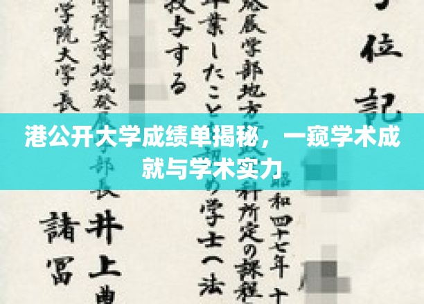 港公开大学成绩单大揭秘，揭秘学术实力与辉煌成就