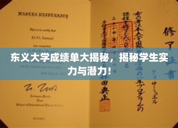 东义大学成绩单背后，一窥学子实力与成长潜力
