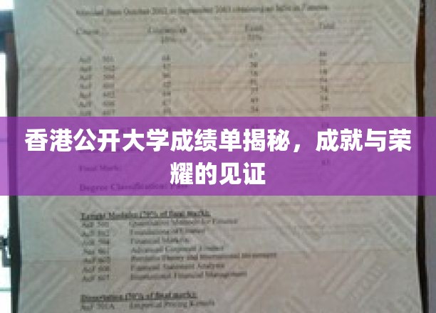香港公开大学成绩单深度解读，见证学生的成就与荣耀