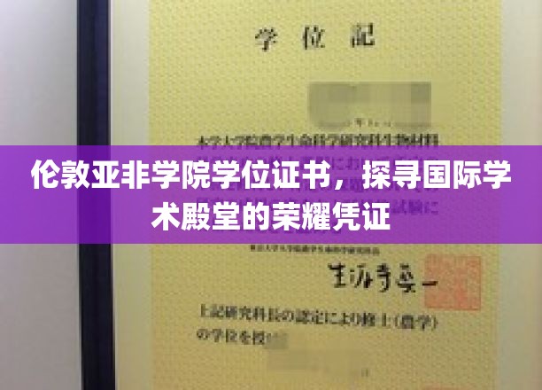 伦敦亚非学院学位证书，见证跨文化交流的学术荣耀之旅