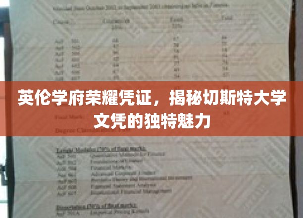 探寻英伦名校切斯特大学文凭的独特风采