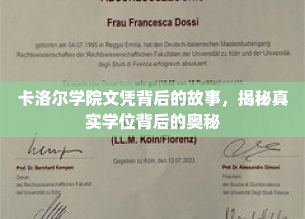 卡洛尔学院文凭之谜，探寻背后学位的非凡之路