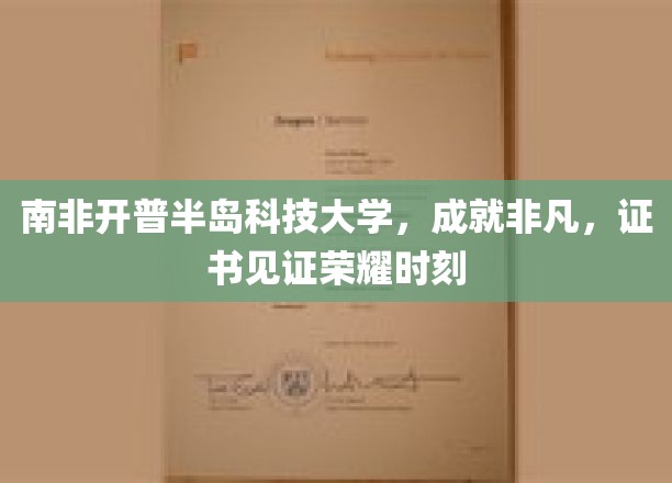 开普半岛科技大学荣耀证书，见证非凡成就之旅