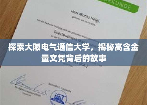 探索大阪电气通信大学，揭秘高含金量文凭背后的故事