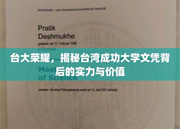 台大荣耀，揭秘台湾成功大学文凭背后的实力与价值
