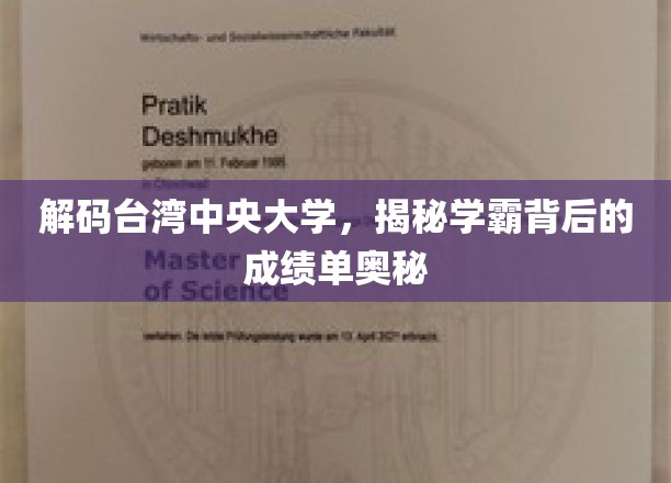 台湾中央大学学霸养成记，揭秘高分背后的学习秘籍