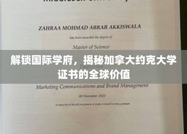 解锁国际学府，揭秘加拿大约克大学证书的全球价值