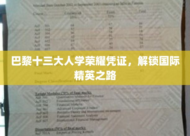 巴黎十三大人学荣耀凭证，解锁国际精英之路