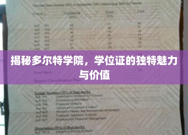 探寻多尔特学院学位证的非凡魅力与市场价值
