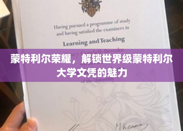 蒙特利尔荣耀，解锁世界级蒙特利尔大学文凭的魅力