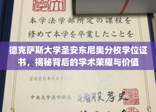 德克萨斯大学圣安东尼奥分校学位证书，见证学术荣耀与价值