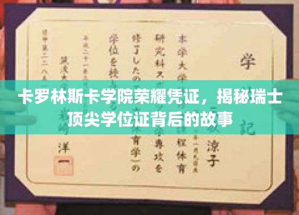 卡罗林斯卡学院荣耀证书，揭示顶尖学位背后的故事