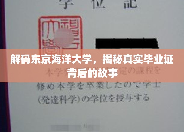 解码东京海洋大学，揭秘真实毕业证背后的故事