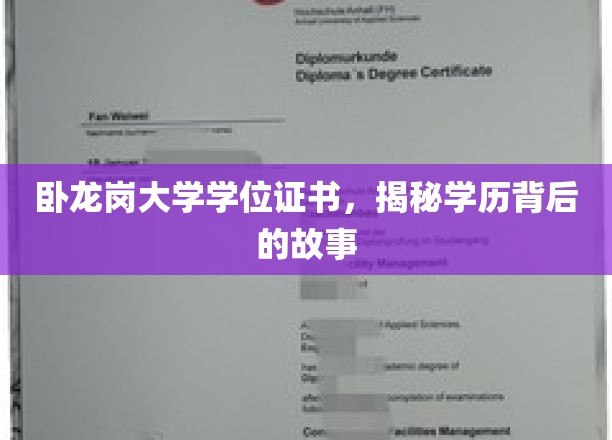 揭秘卧龙岗大学学位证书背后的传奇故事