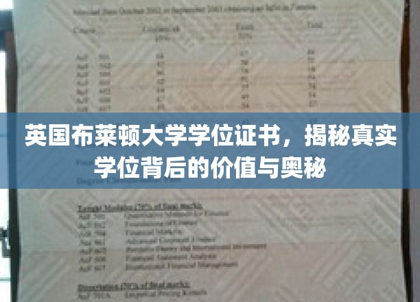 英国布莱顿大学学位证书，揭开学位背后的价值与神秘面纱