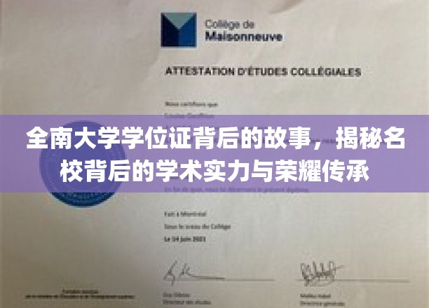 全南大学学位证背后的故事,揭秘名校背后的学术实力与荣耀传承