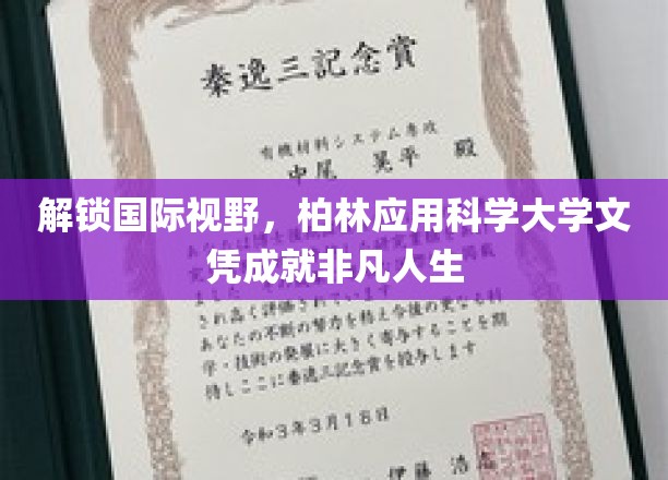 柏林应用科学大学文凭，开启非凡国际人生之旅