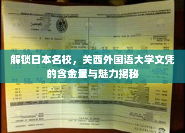 日本关西外语学府魅力解析，揭秘关外大文凭的全球价值与影响力