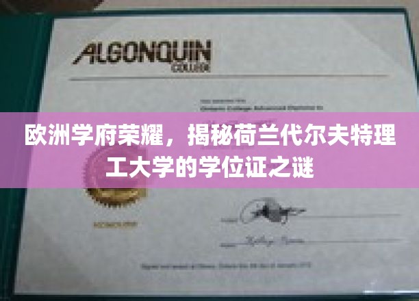 解码荷兰代尔夫特理工大学，欧洲精英教育的学位证传奇