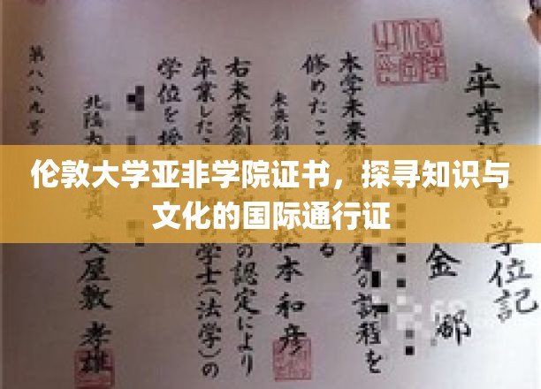 伦敦大学亚非学院证书，国际视野下的知识桥梁与文化通行证