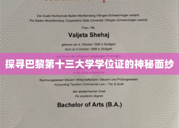 探寻巴黎第十三大学学位证的神秘面纱