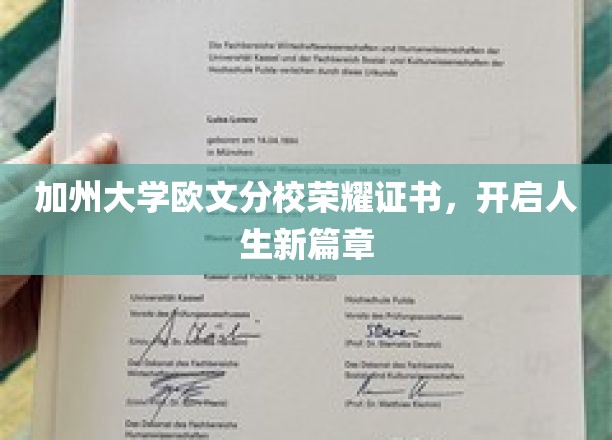 加州大学欧文分校荣耀证书，开启人生新篇章