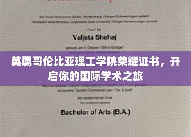 英属哥伦比亚理工学院荣耀证书,开启你的国际学术之旅