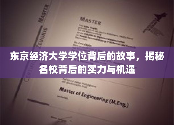 东京经济大学学位，探寻名校光环背后的无限魅力与机遇