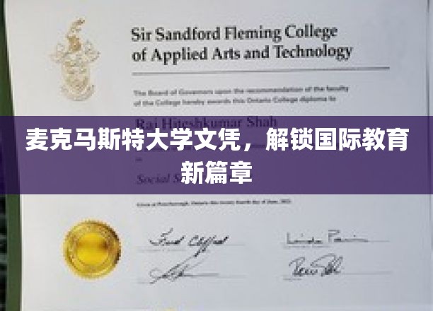 麦克马斯特文凭引领，开启全球教育新纪元