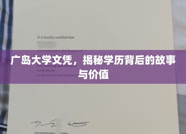 广岛大学文凭，探寻学历背后的传奇与价值