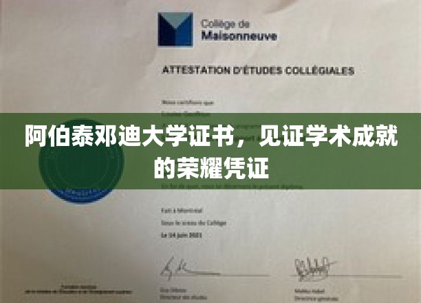 阿伯泰邓迪大学荣耀证书，承载学术巅峰的珍贵印记