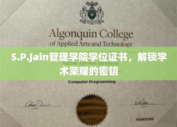 解锁学术巅峰的S.P.Jain管理学院学位证书，荣耀之门由此开启