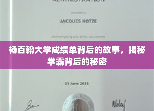 杨百翰大学成绩单背后的故事，揭秘学霸背后的秘密